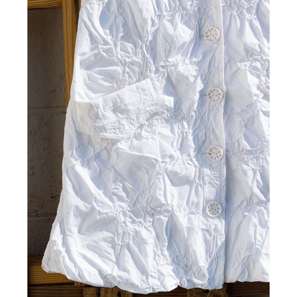 Talk of the Walk Atlantic City White Crinkle Button Front Sleeveless Jacket XS - Picture 3 of 5